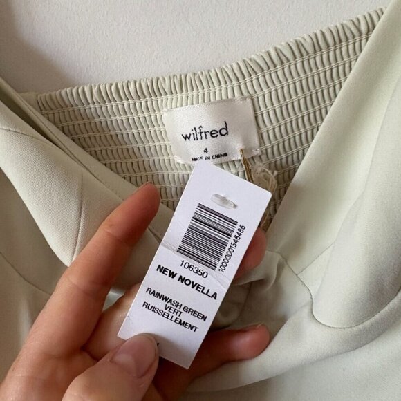 Aritzia Wilfred New Novella Shortsleeve Dress NWT Rainwash Green Size 4 - Picture 5 of 6